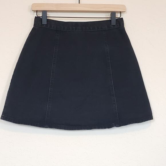 BDG Urban Outfitters Black Denim Button Front Skirt Women's Small Western Goth - Picture 3 of 9